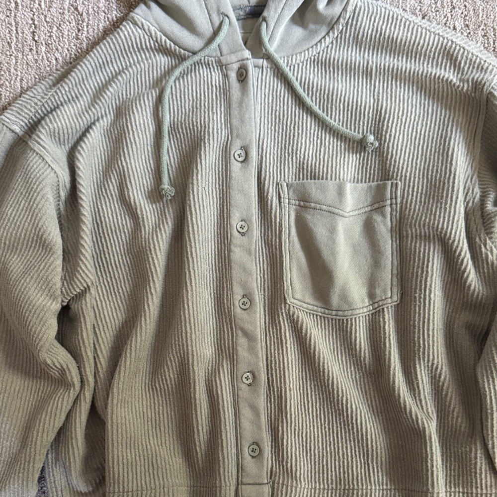 AEO Ribbed Button-Up Hoodie - Picture 2 of 9